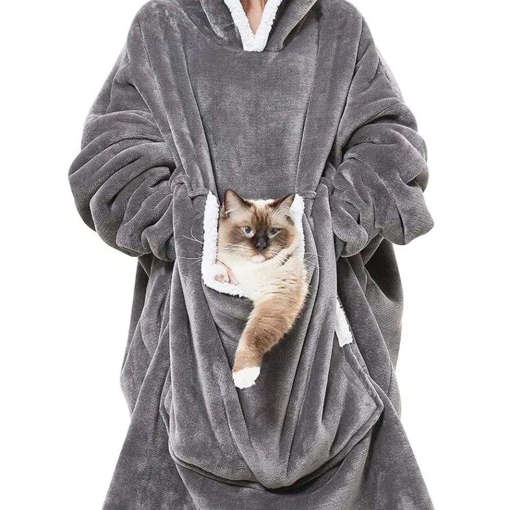 Cozy Gray Cat Carrier Hoodie